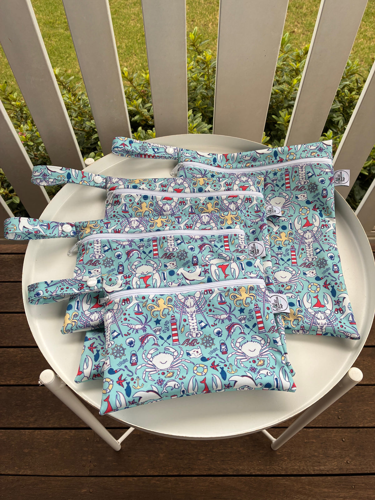 PRE-ORDER Water-resistant wet bags - Crustacean - Sea Foam (Sian Downey Designs)