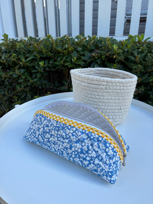 Quilted Trixie Zip Pouch – Ferguson Blue (Liberty of London)