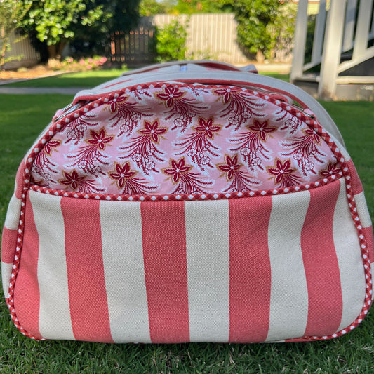 Duffle Bag - Coral Canvas Stripe