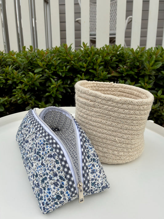 Quilted Trixie Zip Pouch – Phoebe Navy (Liberty of London)