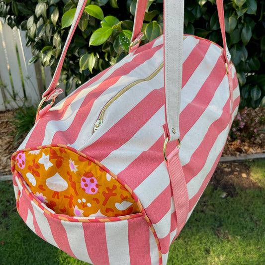 Duffle Bag - Coral Canvas Stripe #2