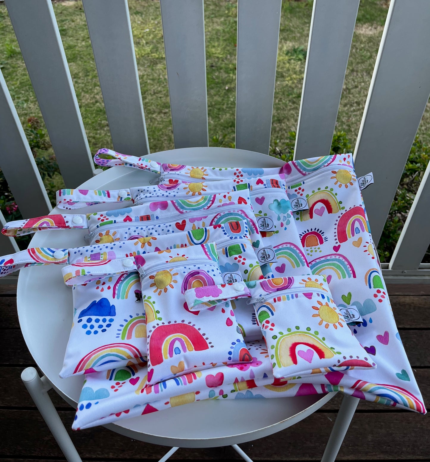 Water-resistant wet bags - Rainbows of Hope in the Sky (Ninola Design)