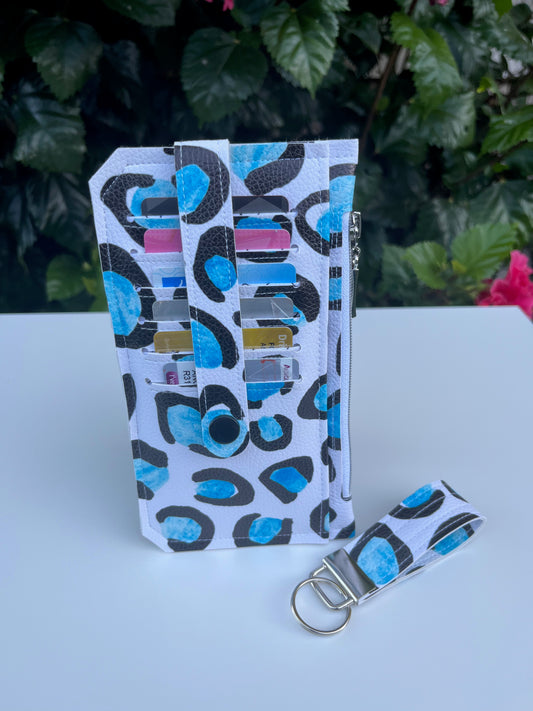 Purse Pal Wallet & Key Fob - Ice Leopard (Cloth Cuts)