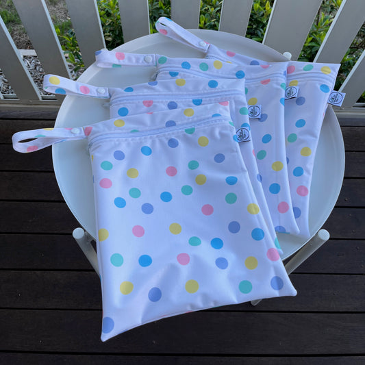 Water-resistant wet bags - Back to School Dots (Flower & Vine Studio)