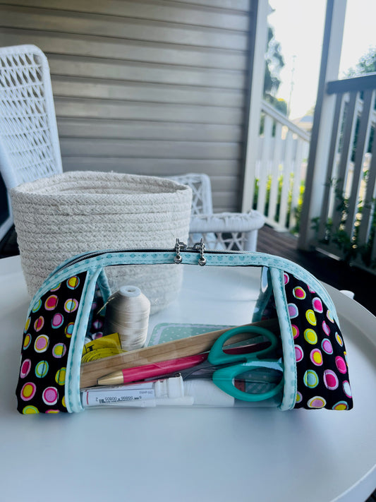 Clearly Trixie pouch - Black Licorice Inner Dots by Me and My Sister Designs