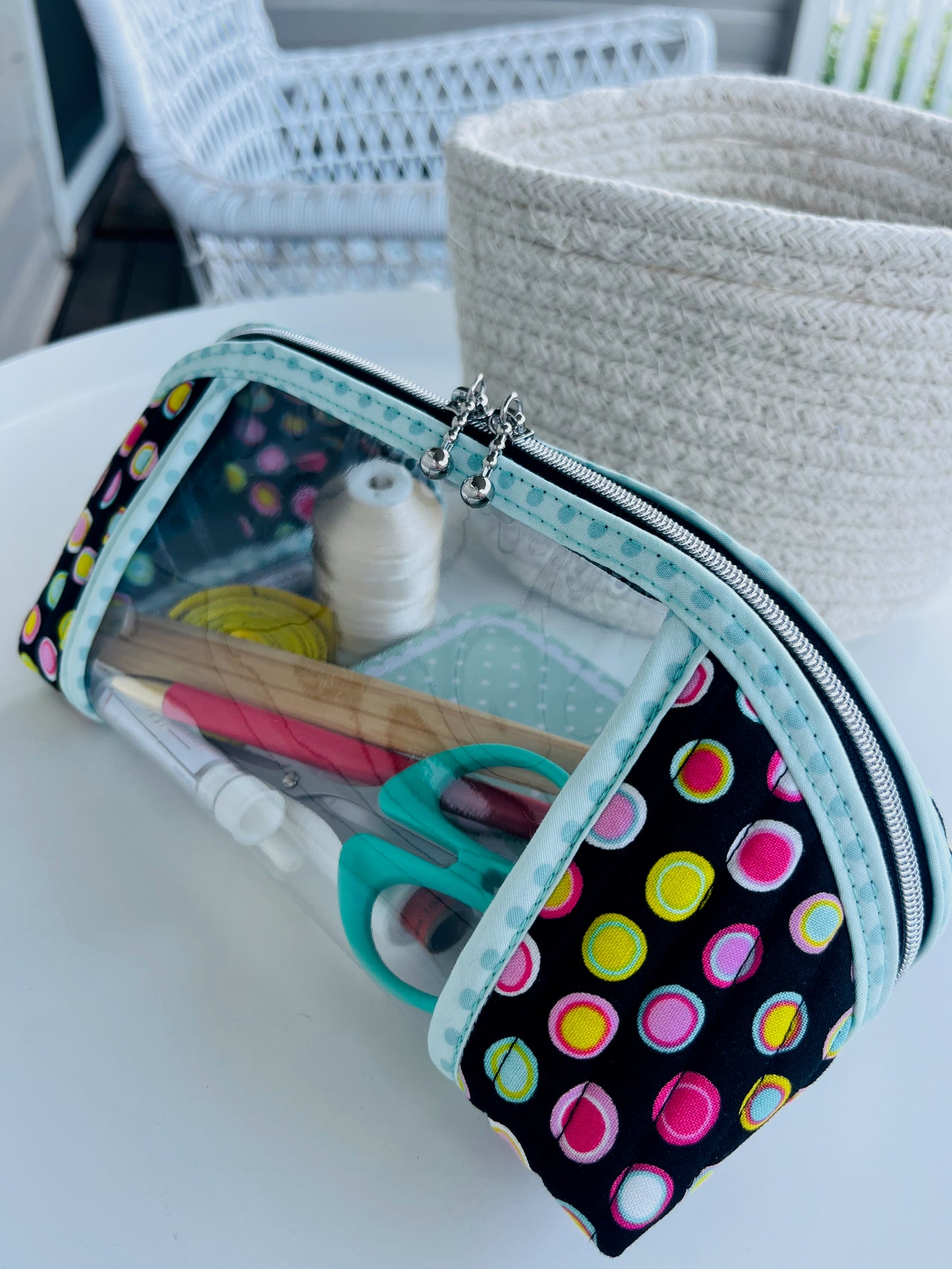 Clearly Trixie pouch - Black Licorice Inner Dots by Me and My Sister Designs