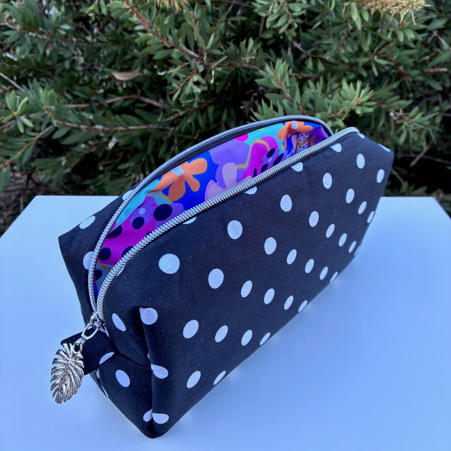 Black and White Spots lined with Wonderbloom (Wonderland Design Co)