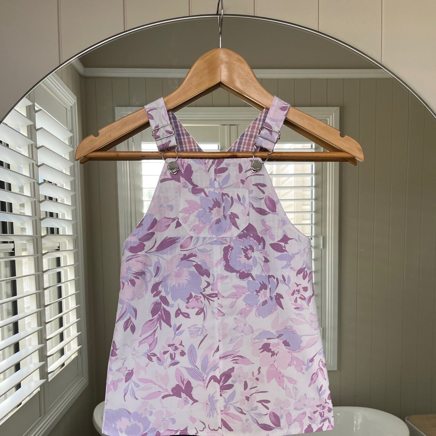 Pinafore - Graphic Florals Pink and Purple (Carolyn Quan) - Size 2