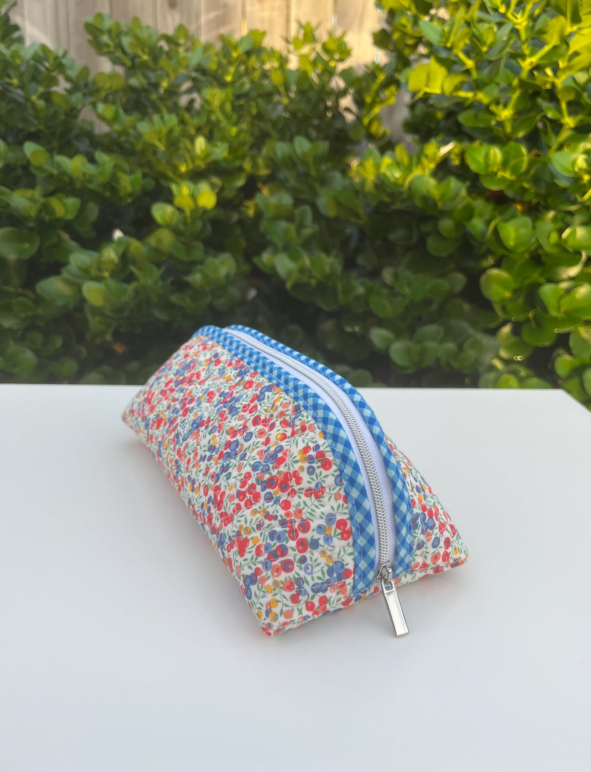 Quilted Trixie Zip Pouch – Wiltshire Bud Red (Liberty of London)