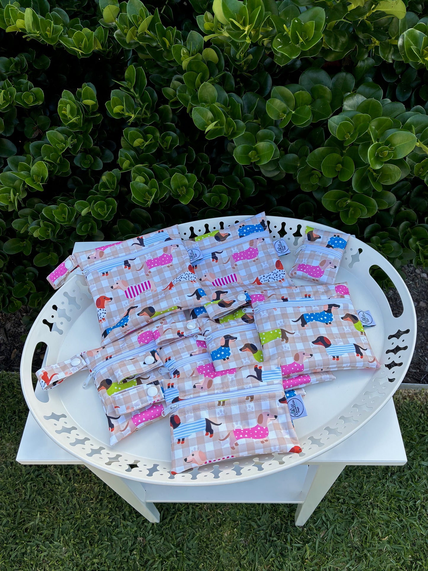 Water-resistant wet bags - Dachshund Run (Walandella Designs)