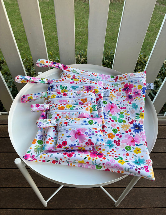 PRE-ORDER Water-resistant wet bags - Spring Party Confetti Ditsy Floral Multicolour (Ninola Design)