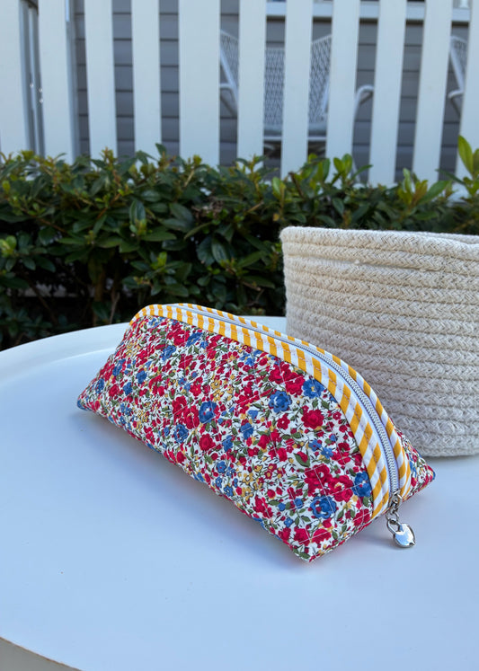 Quilted Trixie Zip Pouch – Emma and Georgina Red (Liberty of London)