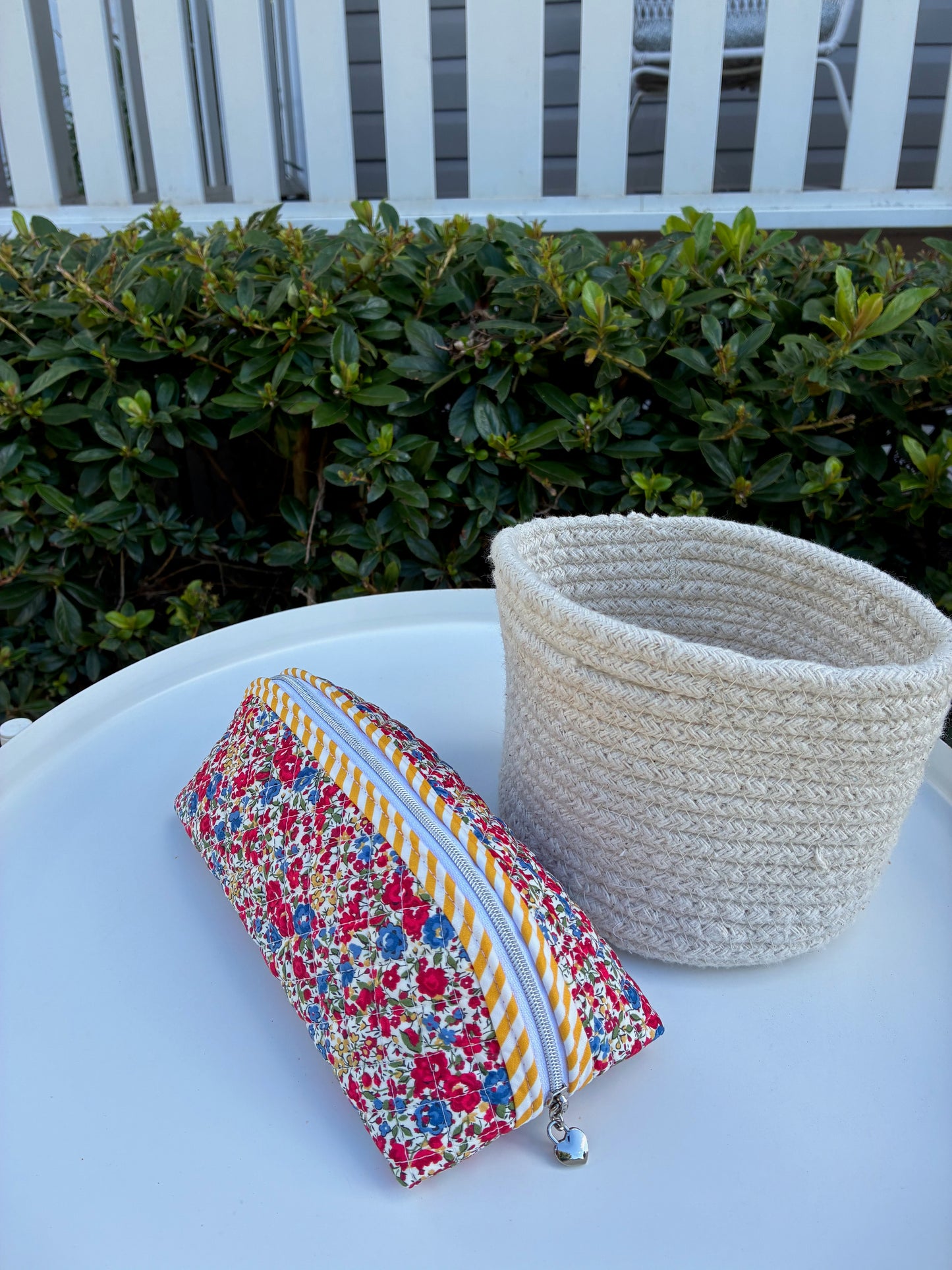 Quilted Trixie Zip Pouch – Emma and Georgina Red (Liberty of London)