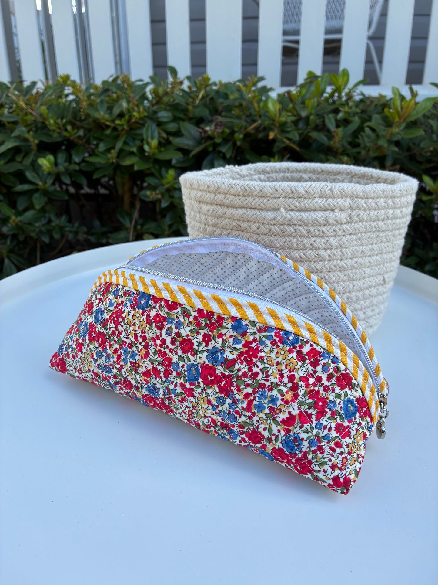 Quilted Trixie Zip Pouch – Emma and Georgina Red (Liberty of London)