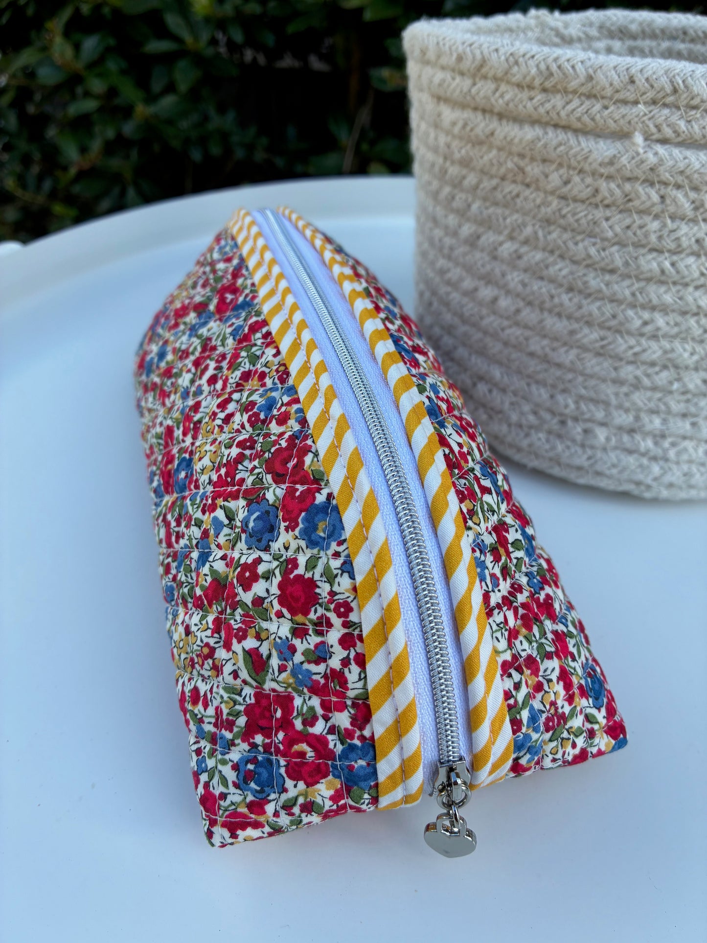 Quilted Trixie Zip Pouch – Emma and Georgina Red (Liberty of London)