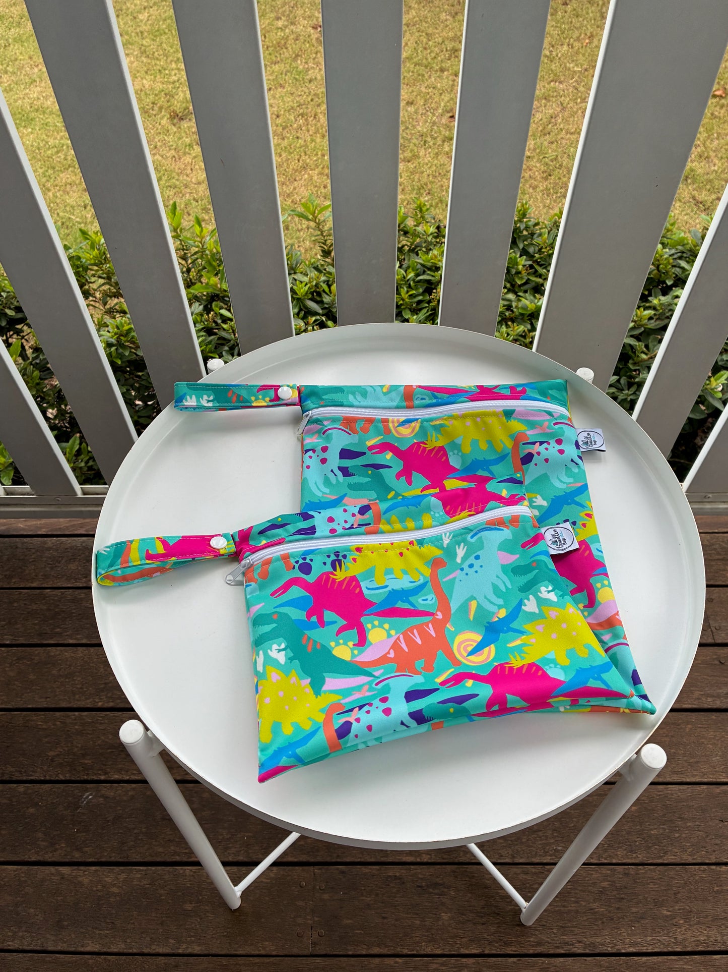 PRE-ORDER Water-resistant wet bags - Rocking Dinos (Ladybird and Roar)