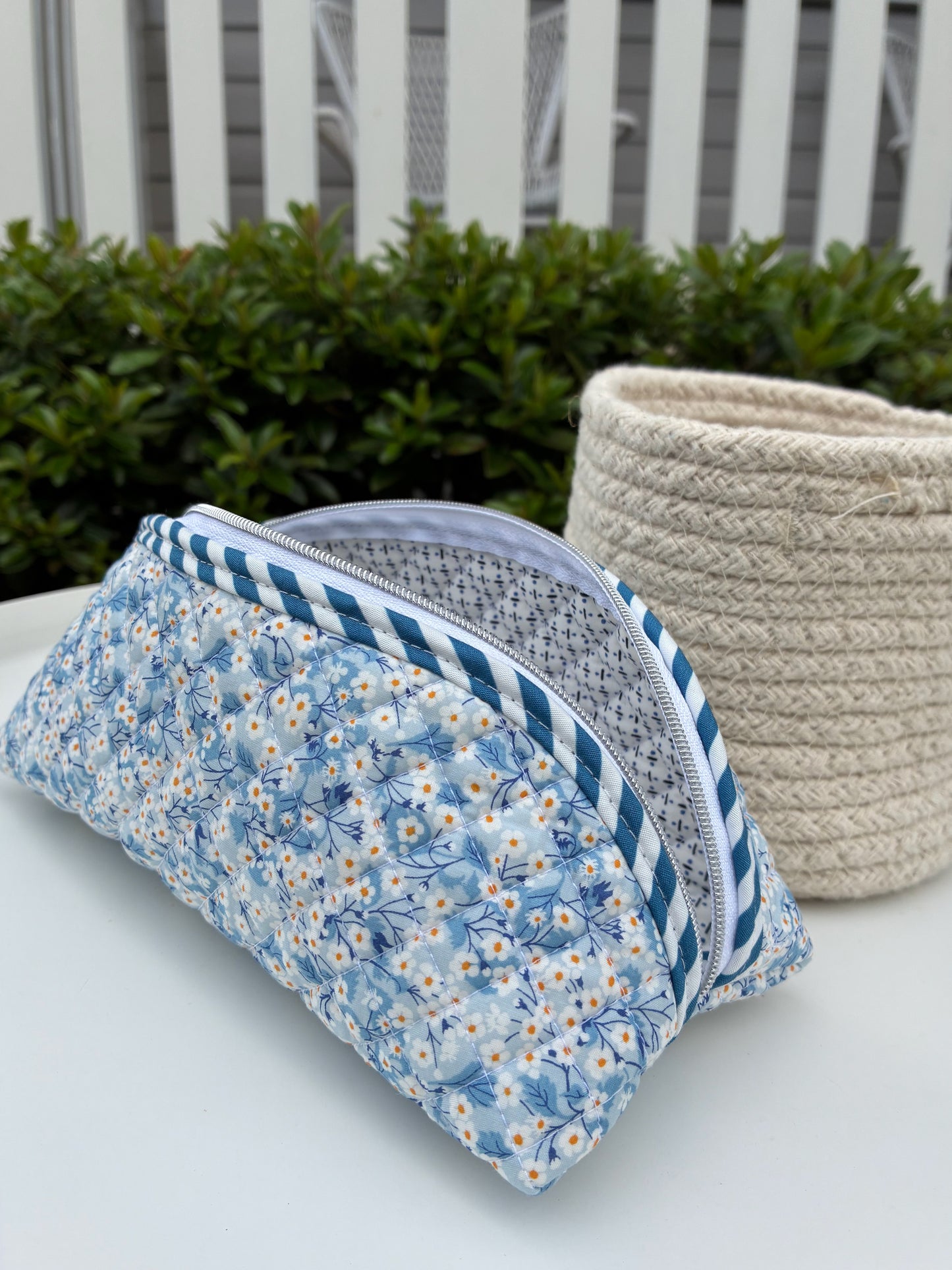 Quilted Trixie Zip Pouch – Mitsi Valeria Blue (Liberty of London)