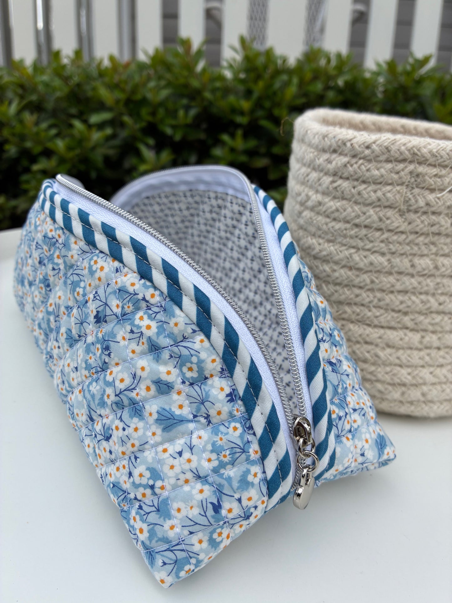 Quilted Trixie Zip Pouch – Mitsi Valeria Blue (Liberty of London)