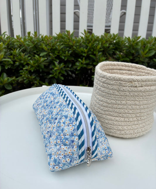 Quilted Trixie Zip Pouch – Mitsi Valeria Blue (Liberty of London)