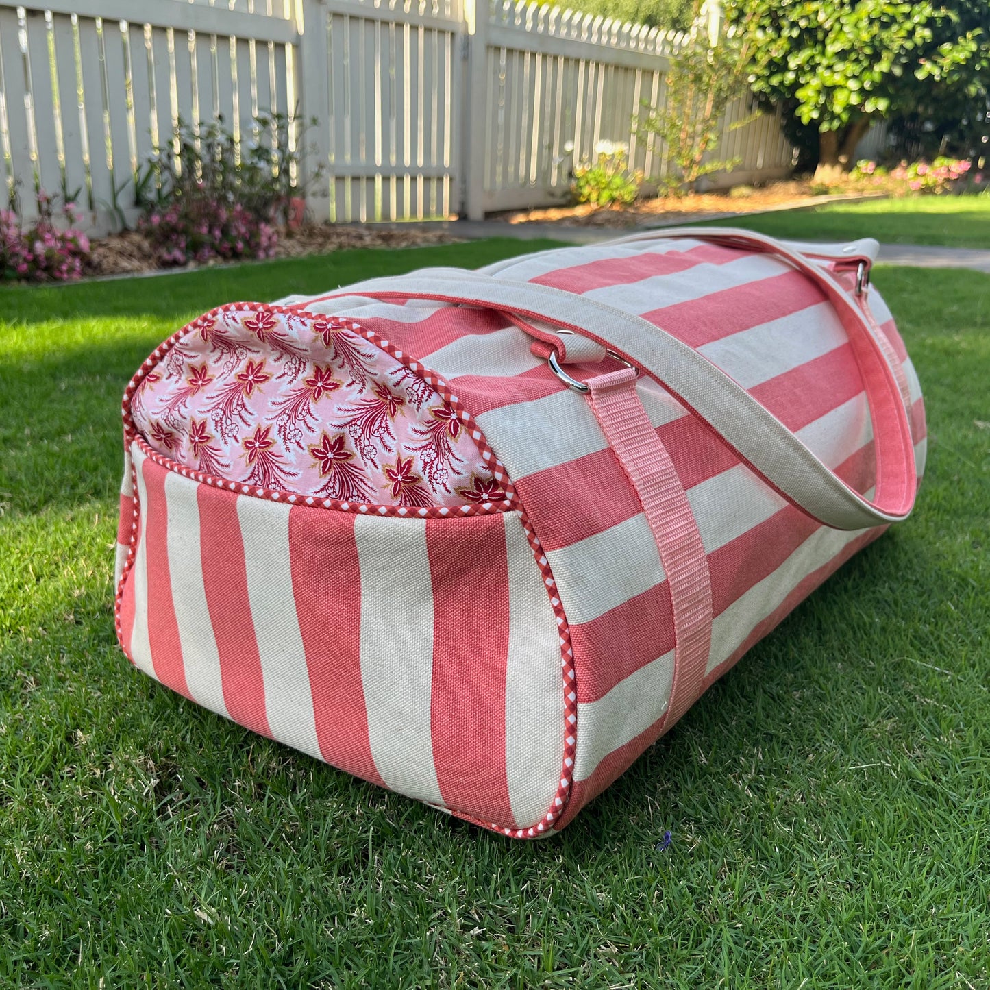 Duffle Bag - Coral Canvas Stripe
