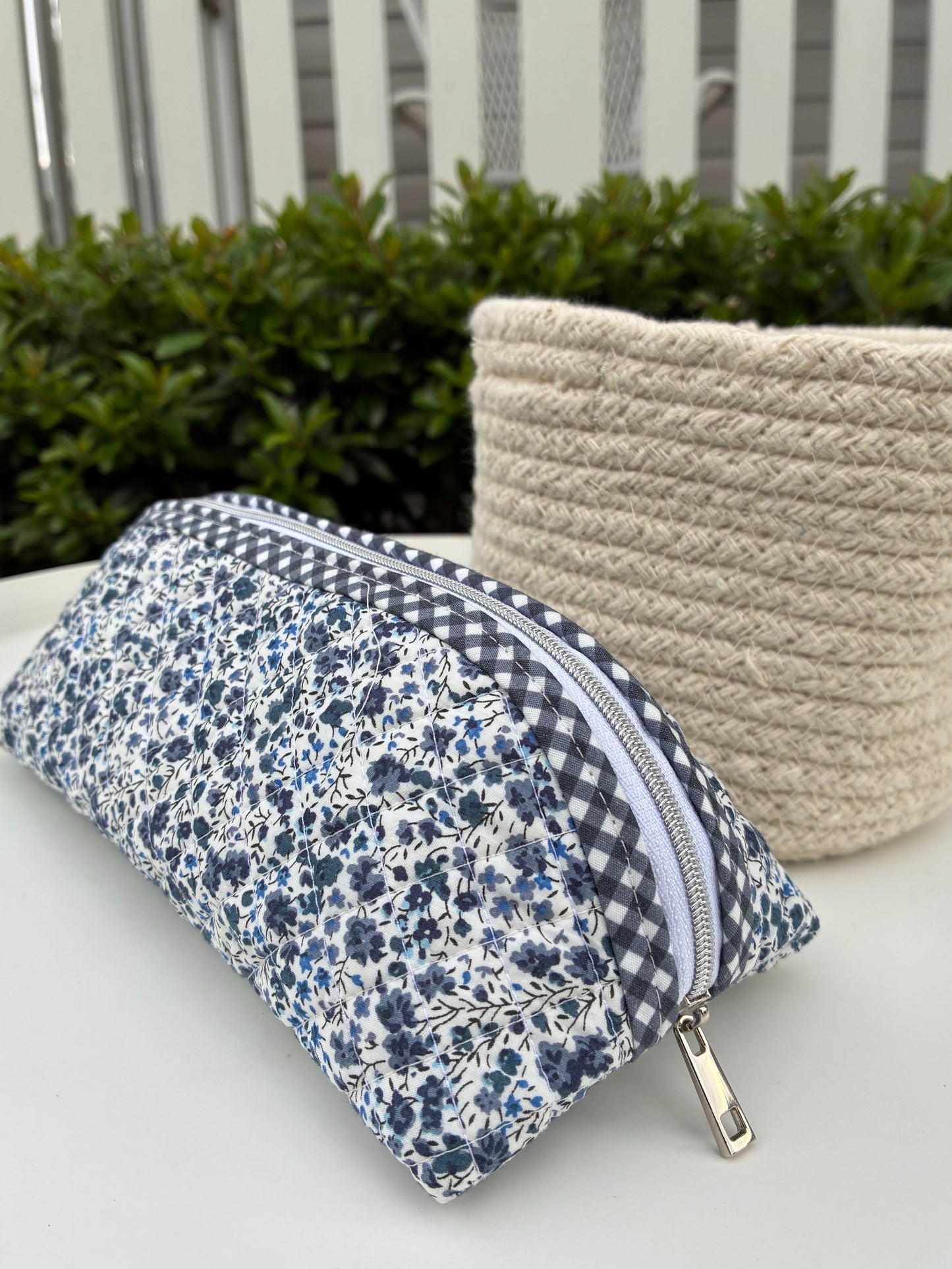 Quilted Trixie Zip Pouch – Phoebe Navy (Liberty of London)