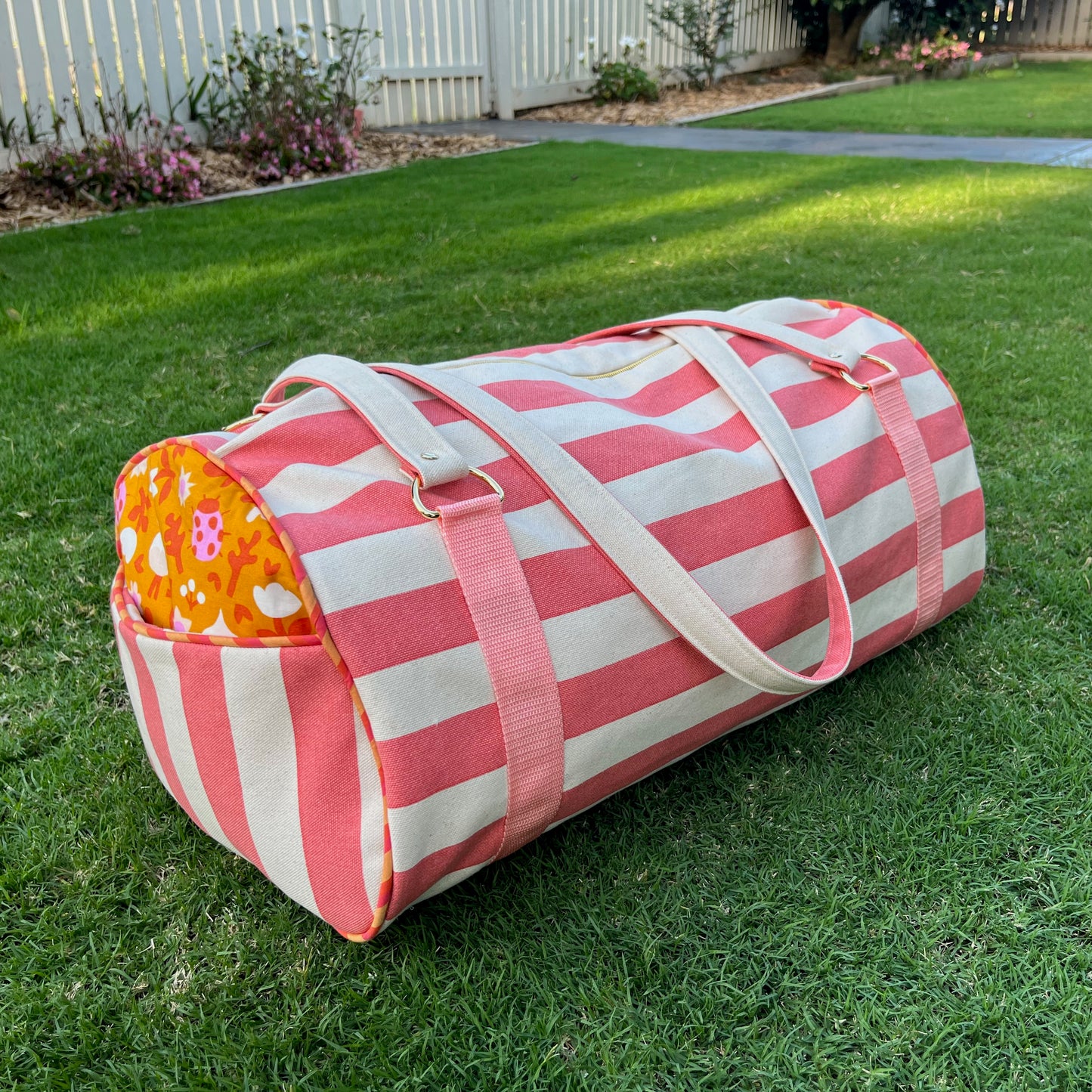 Duffle Bag - Coral Canvas Stripe #2