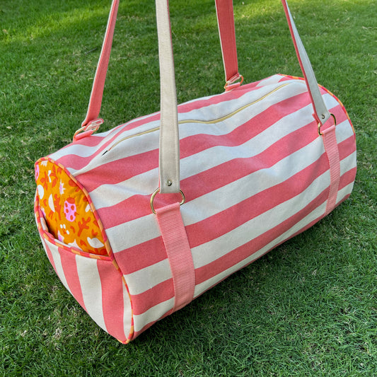 Duffle Bag - Coral Canvas Stripe #2