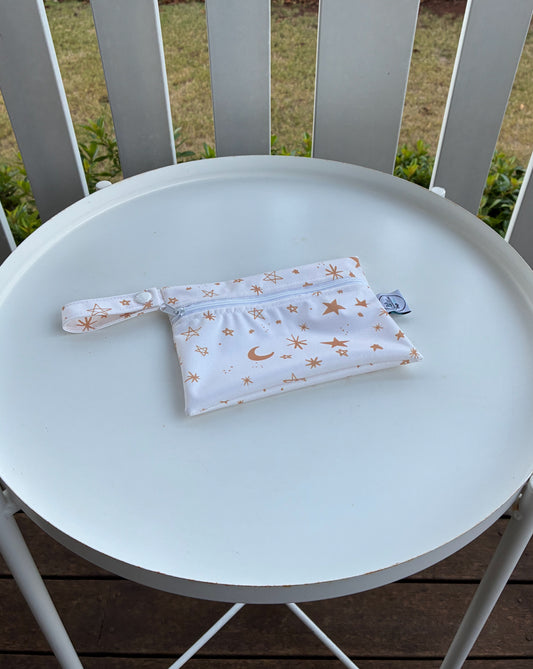 Water-resistant wet bags - Stars and Moons Gold and White (JacSlade)