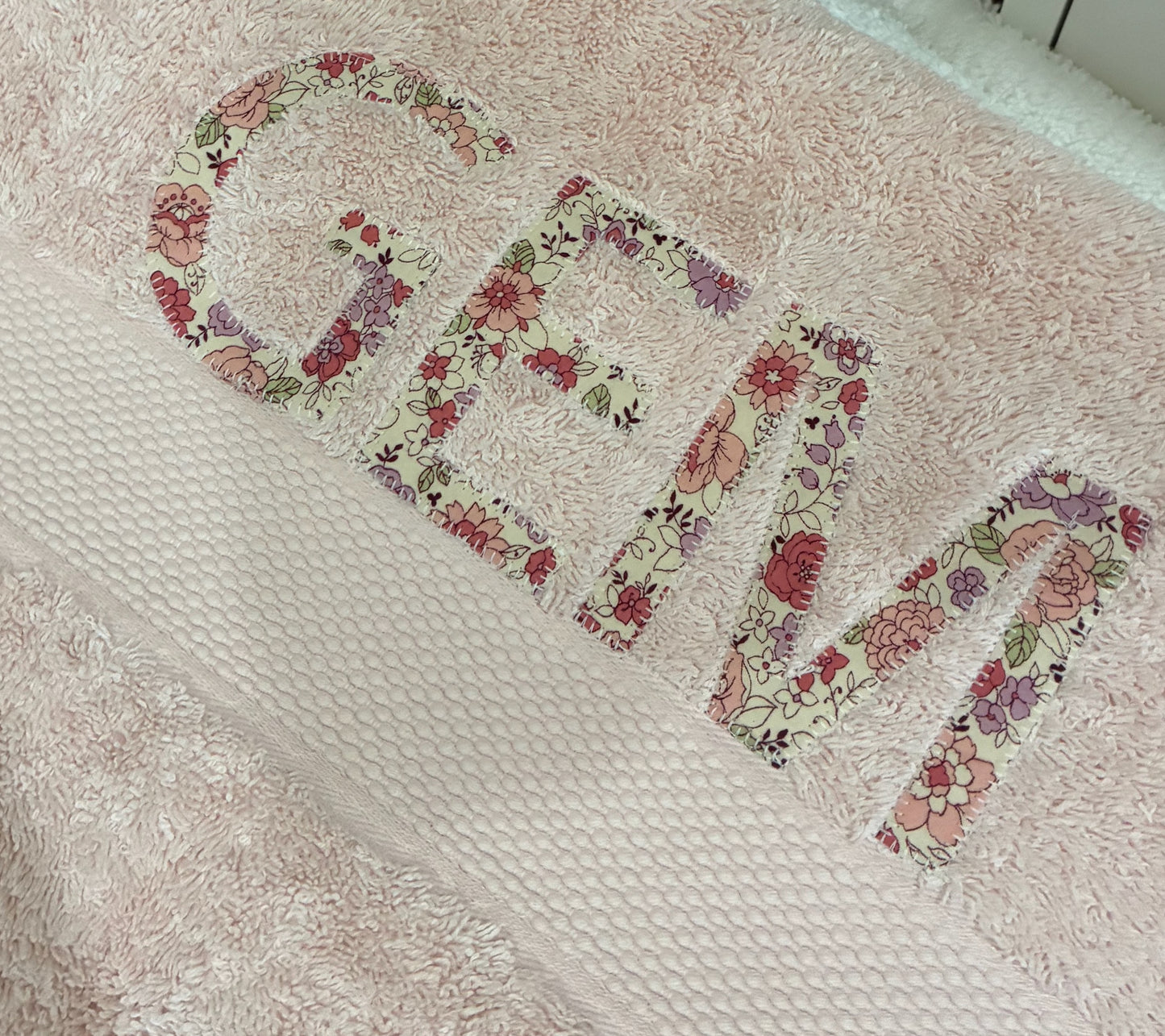Personalised Bath Towels using Liberty of London or Gingham Fabric for Appliqué