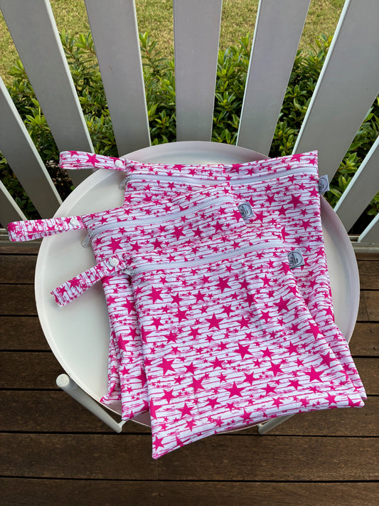 Water-resistant wet bags - Ballerina Pink Stars (Annette Winter)