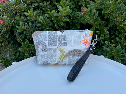 Norfolk Pouch - Filigree Newsprint w/ black