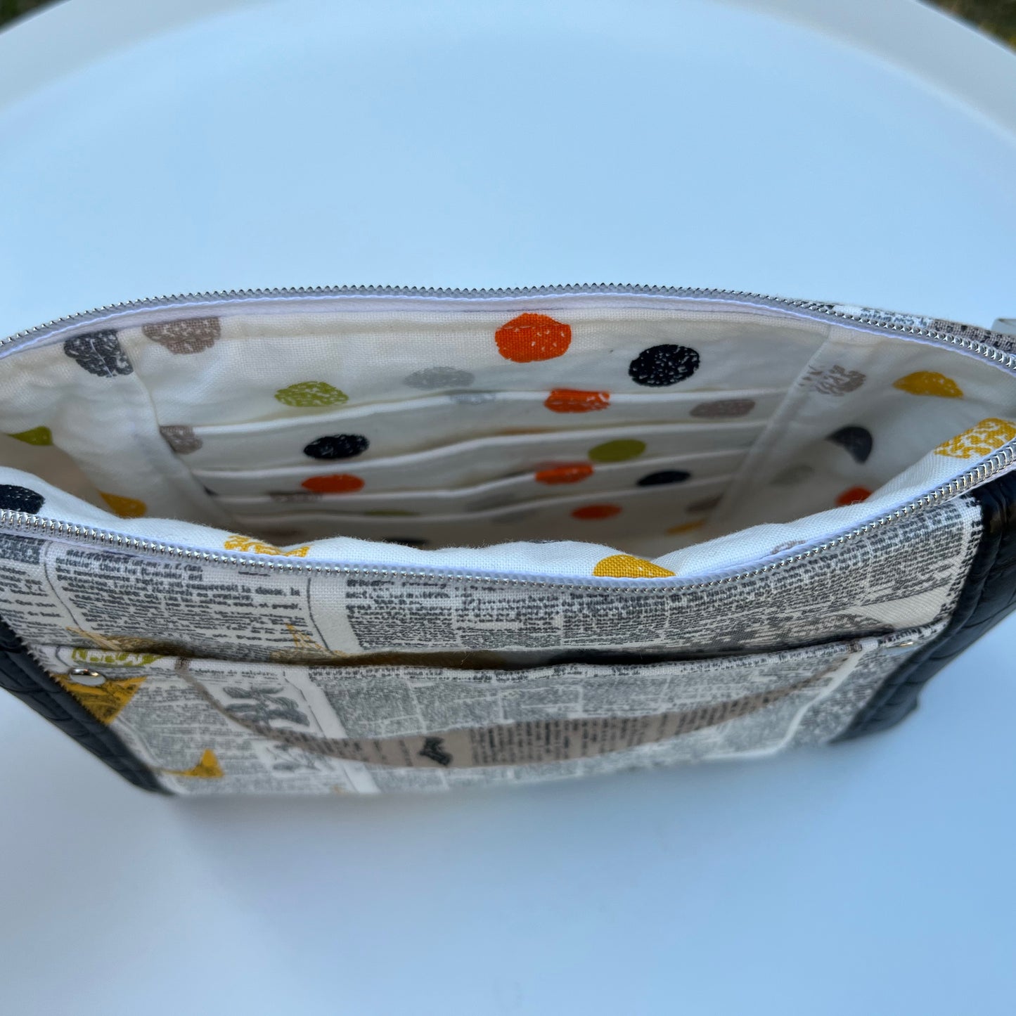 Norfolk Pouch - Filigree Newsprint w/ black