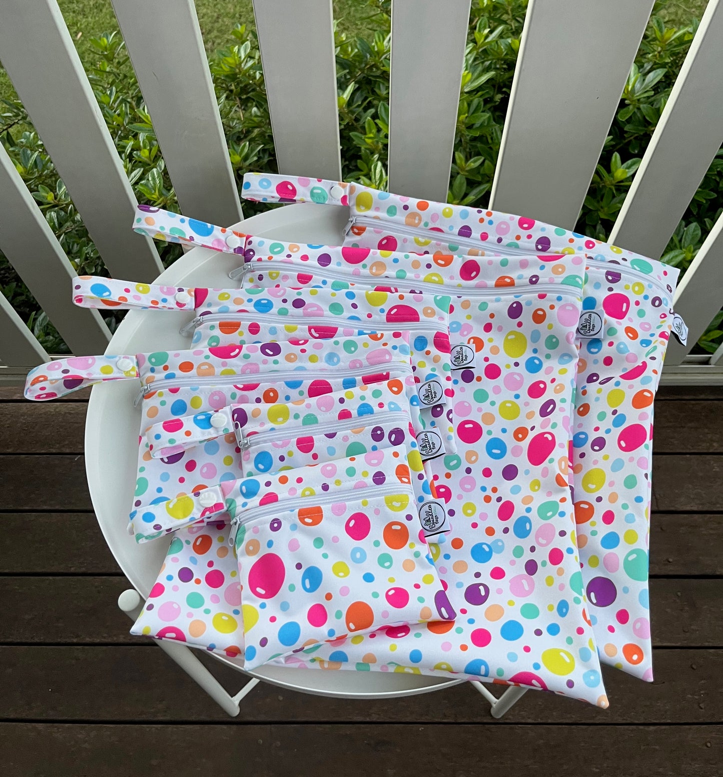 PRE-ORDER Water-resistant wet bags (Colourful Bubbles - Annette Winter Designs)