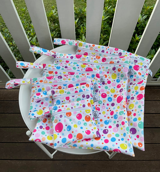 PRE-ORDER Water-resistant wet bags (Colourful Bubbles - Annette Winter Designs)