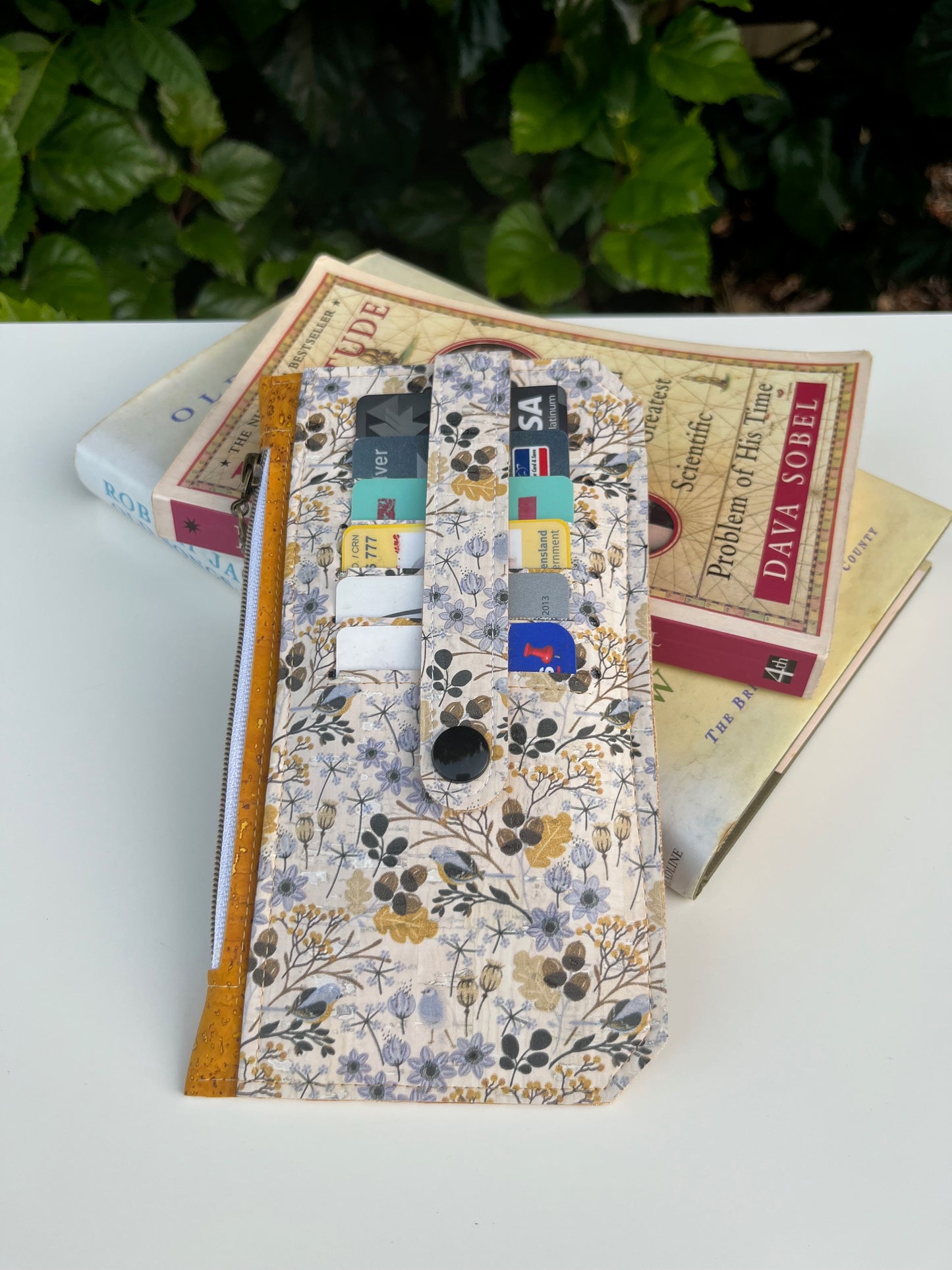 Purse Pal Wallet - Portuguese Cork (White Acorn design coupled with mustard cork)