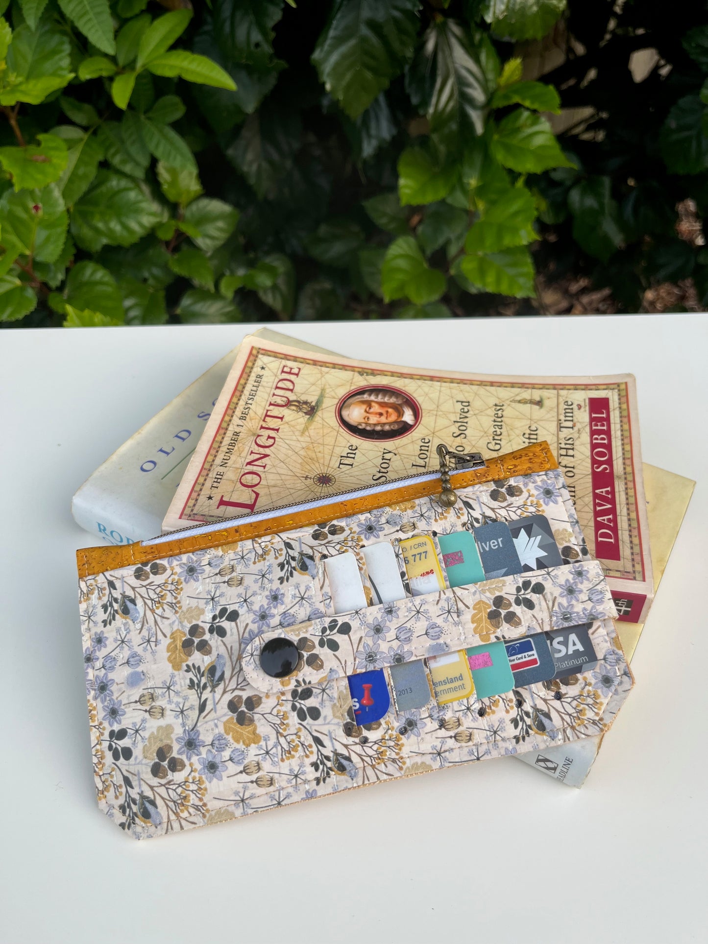 Purse Pal Wallet - Portuguese Cork (White Acorn design coupled with mustard cork)