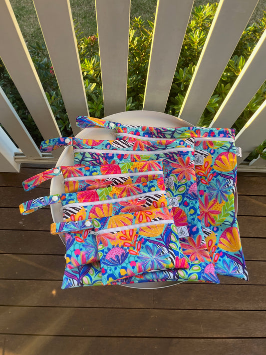 Water-resistant wet bags - Calista Bright Floral (Ladybird and Roar)