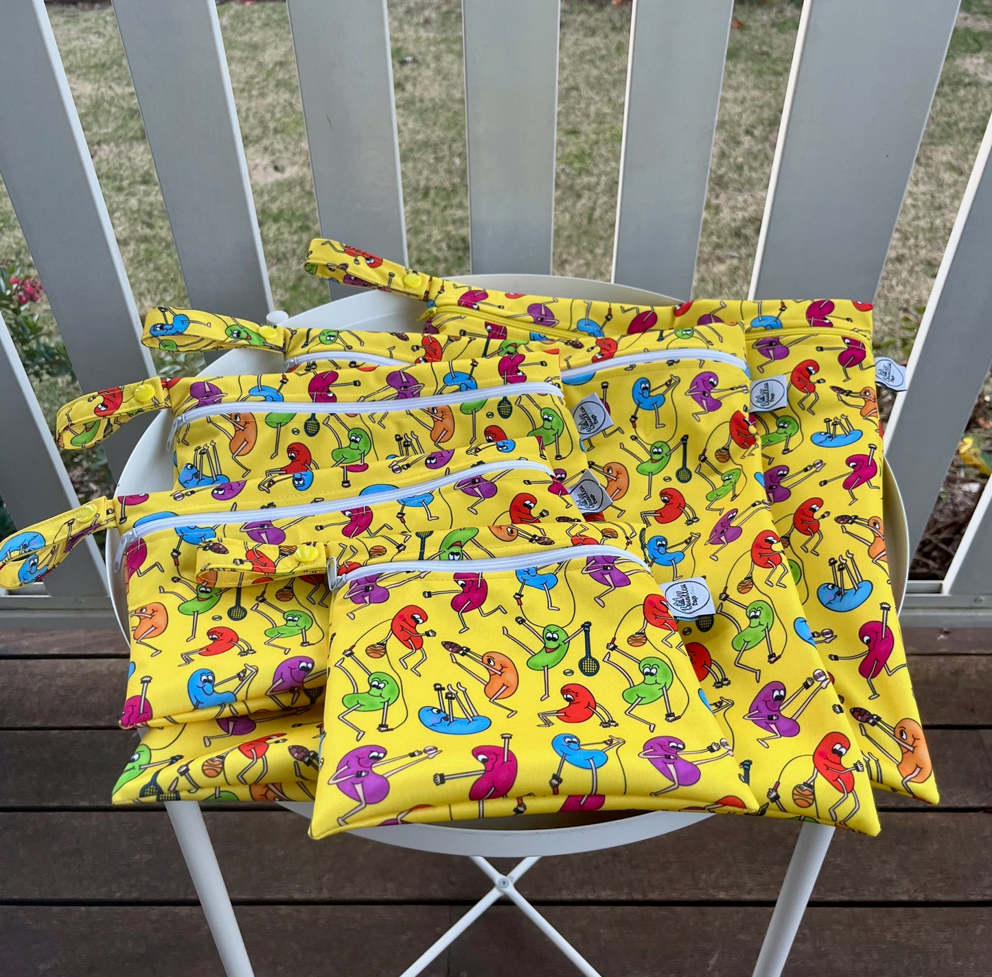 Water-resistant wet bags - Jumping Jelly Beans (Tarina M Designs)