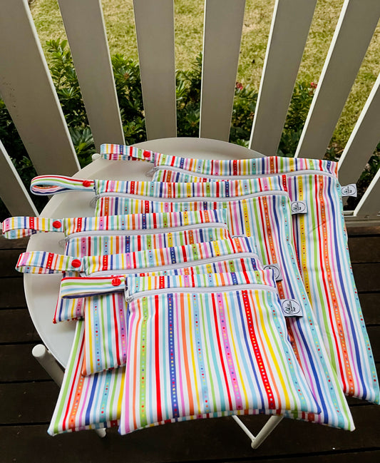 PRE-ORDER Water-resistant wet bags (Spotty Stripes, Creative Monsoon)