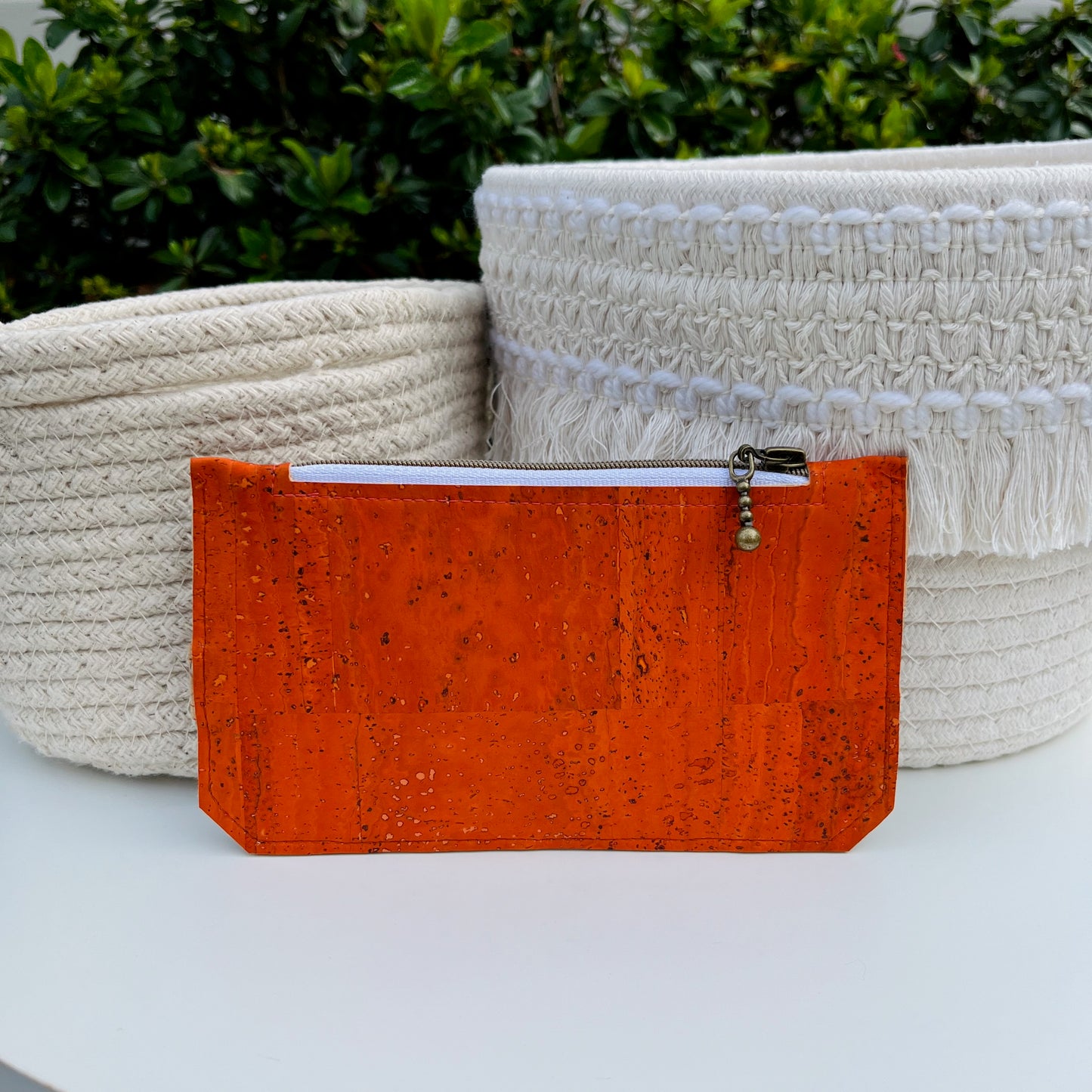 Purse Pal Wallet - Portuguese Cork  (Leaf design coupled with Burnt Orange)