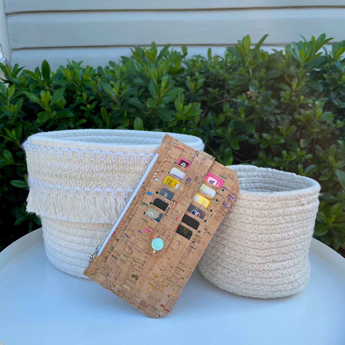 Purse Pal Wallet - Natural Metallic Portuguese Rainbow Cork (with mint snap)
