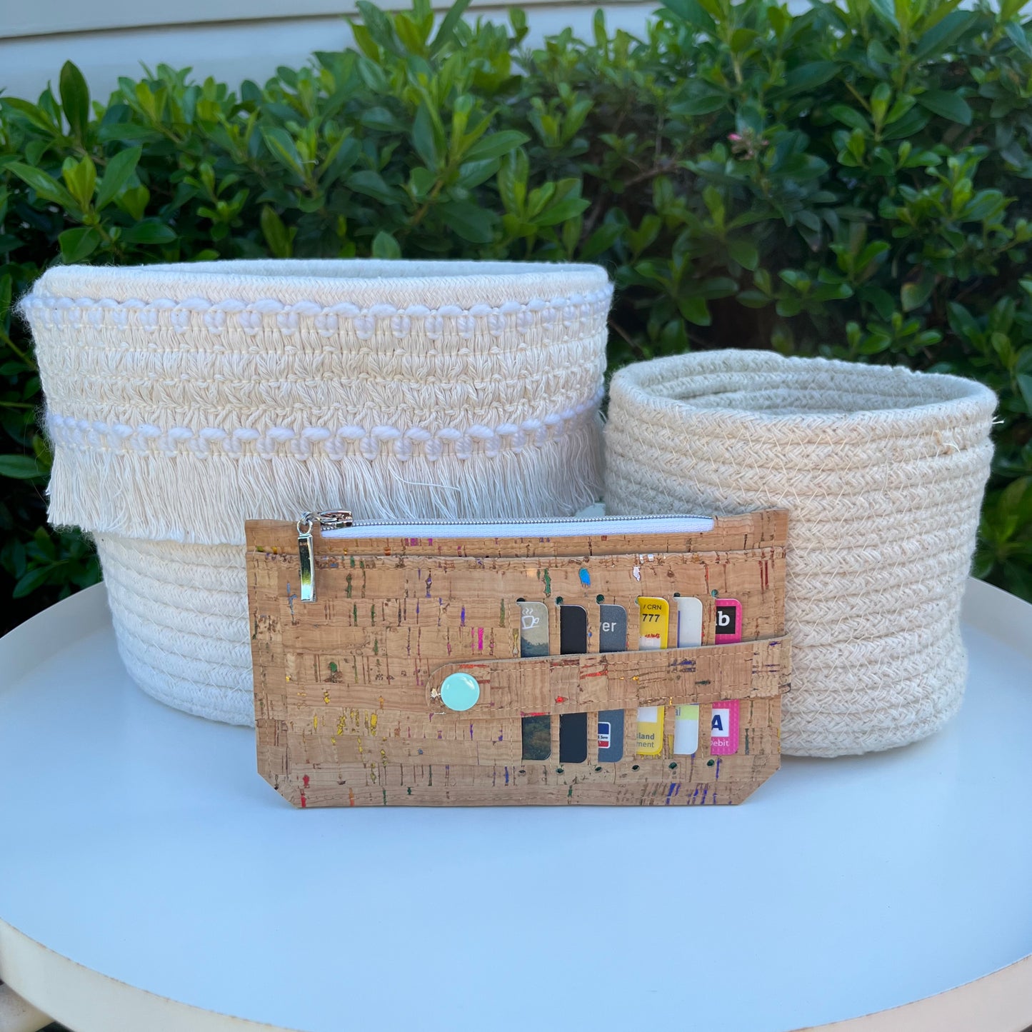 Purse Pal Wallet - Natural Metallic Portuguese Rainbow Cork (with mint snap)