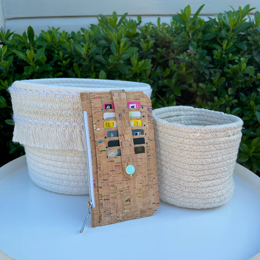 Purse Pal Wallet - Natural Metallic Portuguese Rainbow Cork (with mint snap)