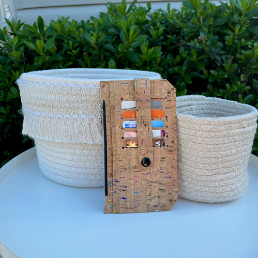 Purse Pal Wallet - Natural Metallic Portuguese Rainbow Cork (with black snap)