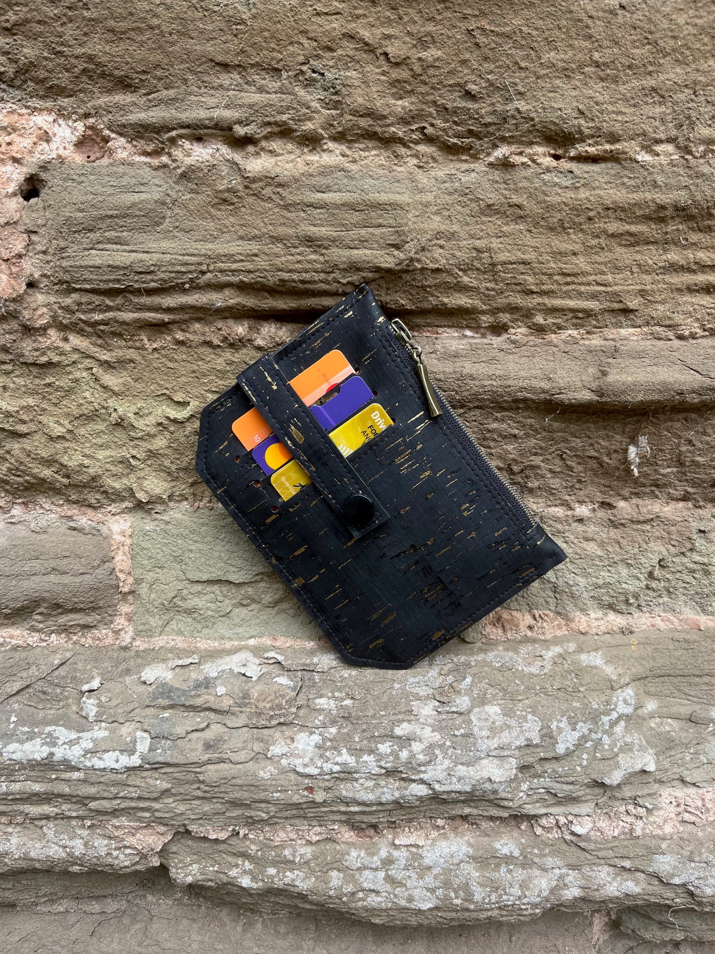Pocket Pal Wallet - Rustic Black Portuguese Cork with gold flecks