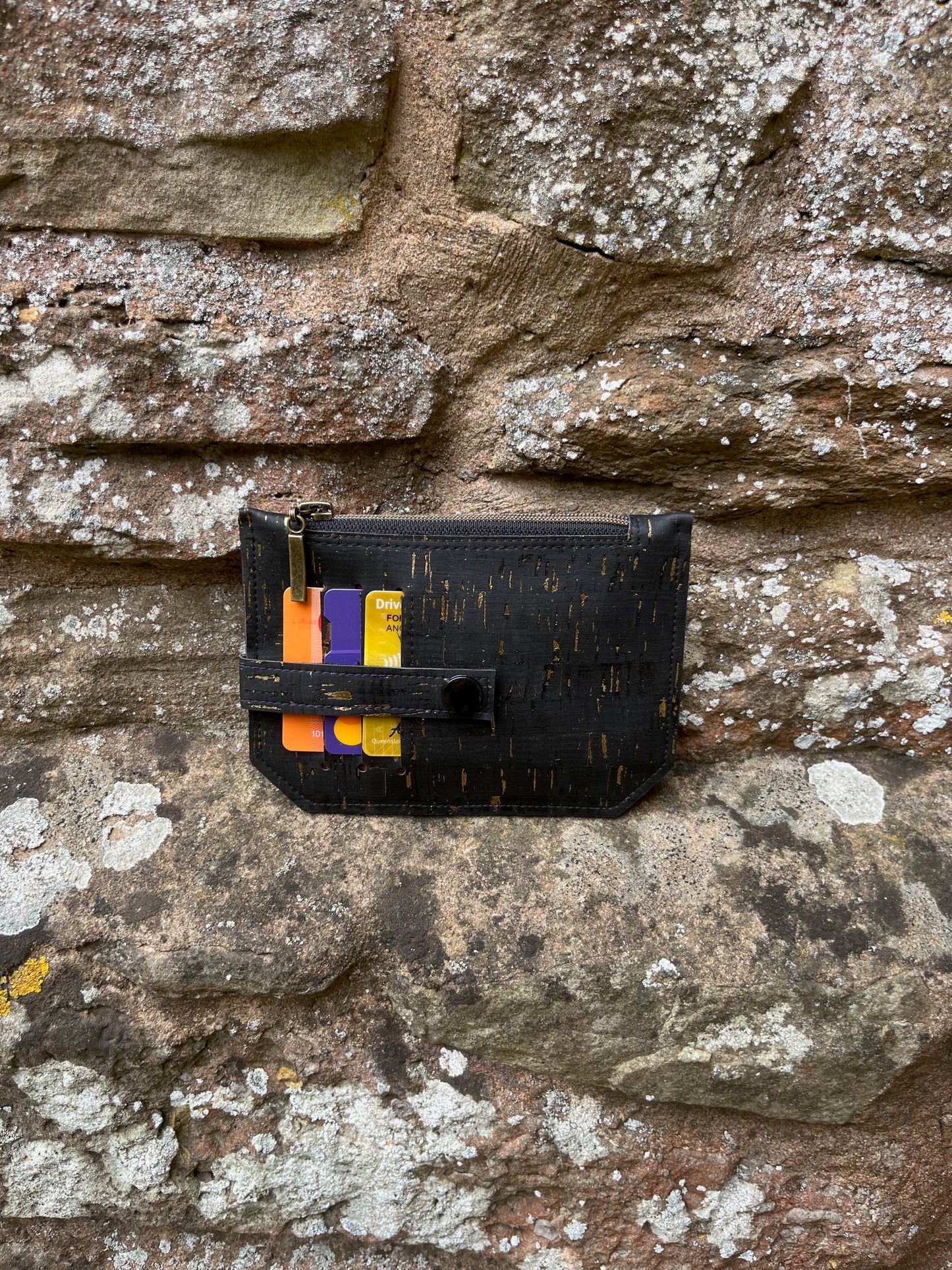 Pocket Pal Wallet - Rustic Black Portuguese Cork with gold flecks