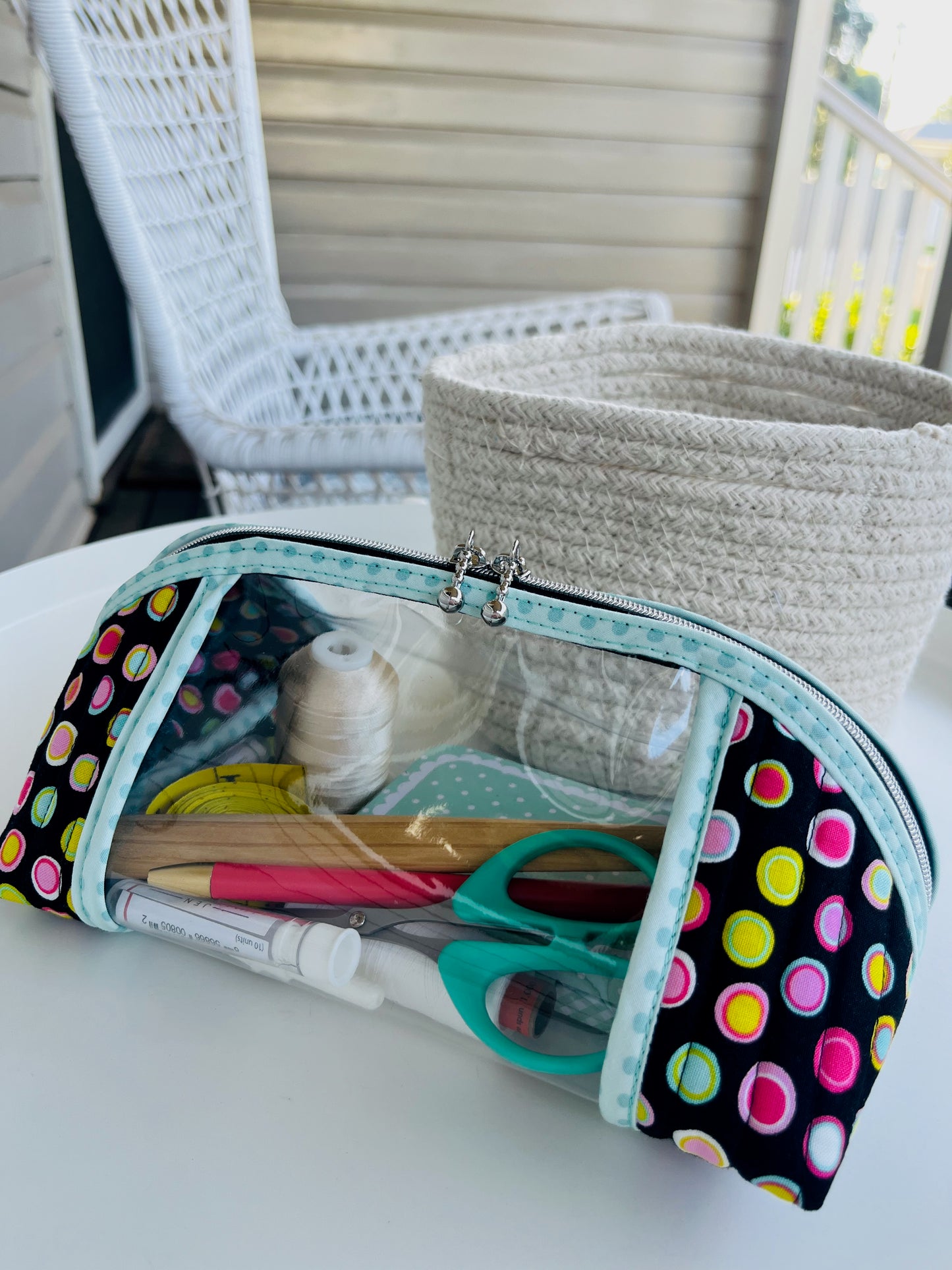 Clearly Trixie pouch - Black Licorice Inner Dots by Me and My Sister Designs