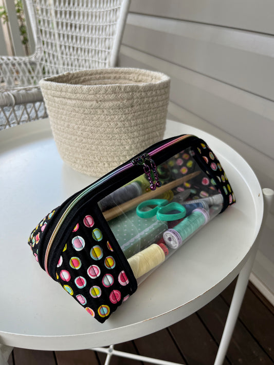 Clearly Trixie pouch - Black Licorice Inner Dots by Me and My Sister Designs with black piping