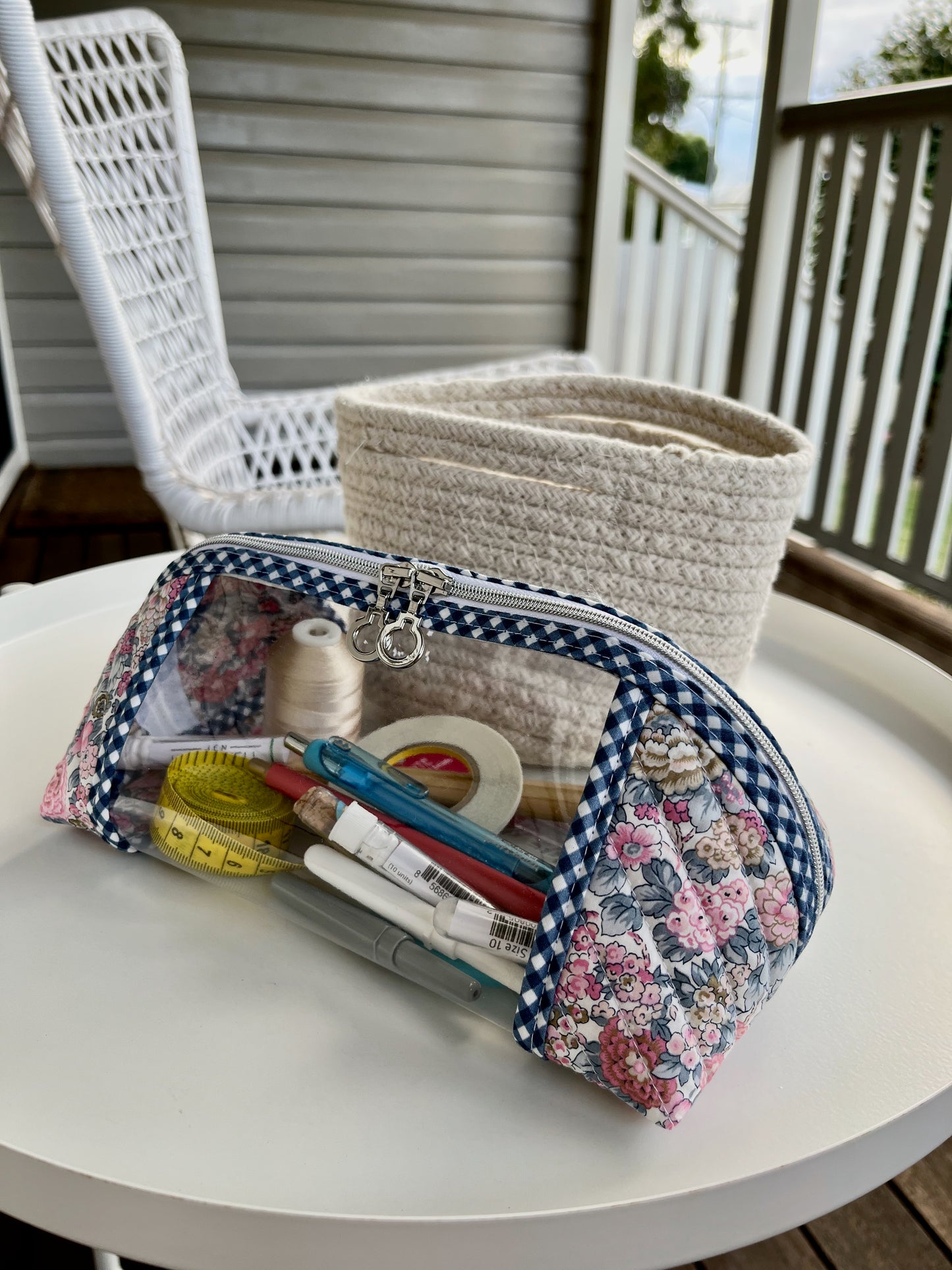 Clearly Trixie pouch - Liberty Pink & Grey Floral