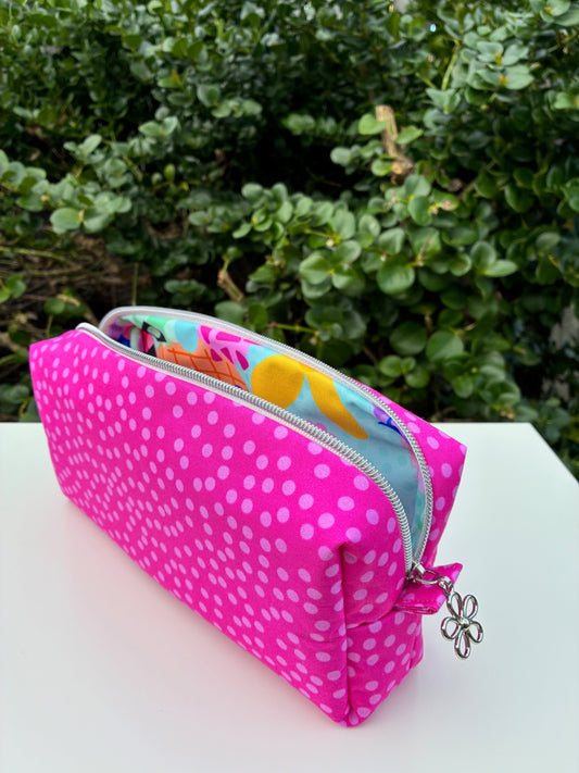 Bilby Pouch - Small Pink Spots lined with Lucy-lu (Wonderland Design Co)
